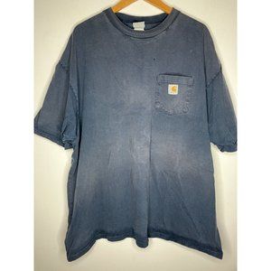 Carhartt Men's Blue Distressed Hip Hop Grunge 2XL T-Shirt